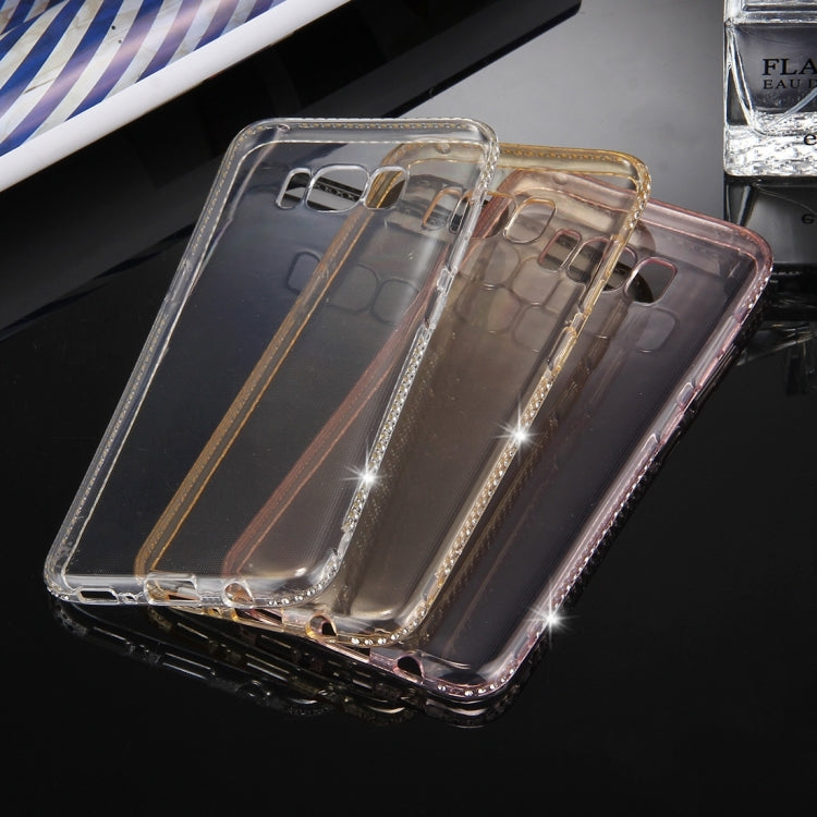 For Galaxy S8 + / G9550 Diamond Encrusted Transparent Soft TPU Protective Back Cover Case(Gold)