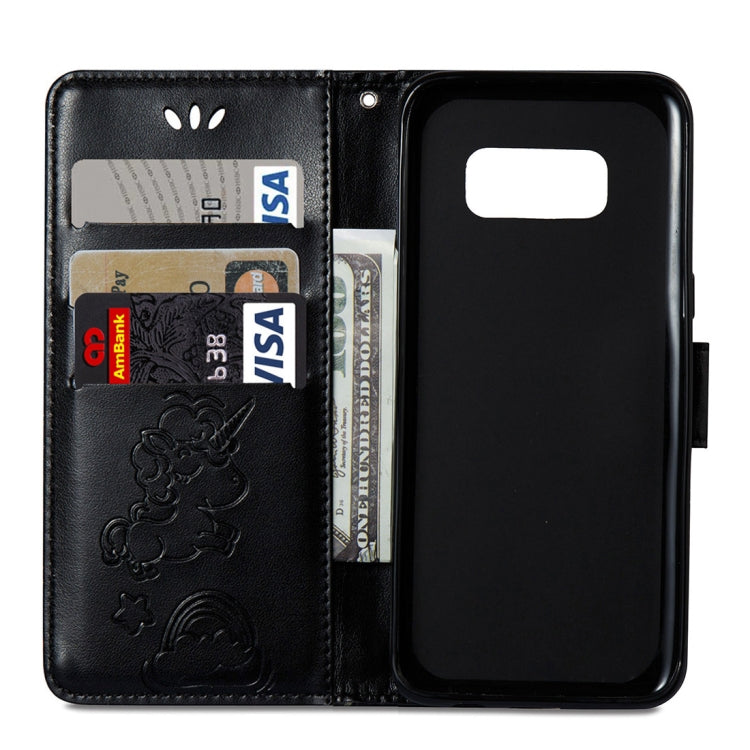 For Galaxy S8 Pressed Horse Cloud Print Horizontal Flip Leather Case with Holder & Card Slots & Wallet & Lanyard
