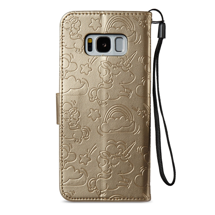 For Galaxy S8 Pressed Horse Cloud Print Horizontal Flip Leather Case with Holder & Card Slots & Wallet & Lanyard