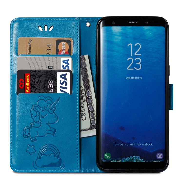For Galaxy S8 Pressed Horse Cloud Print Horizontal Flip Leather Case with Holder & Card Slots & Wallet & Lanyard