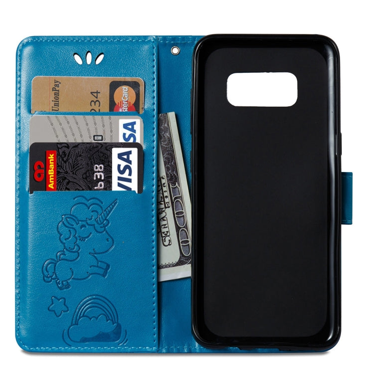 For Galaxy S8 Pressed Horse Cloud Print Horizontal Flip Leather Case with Holder & Card Slots & Wallet & Lanyard