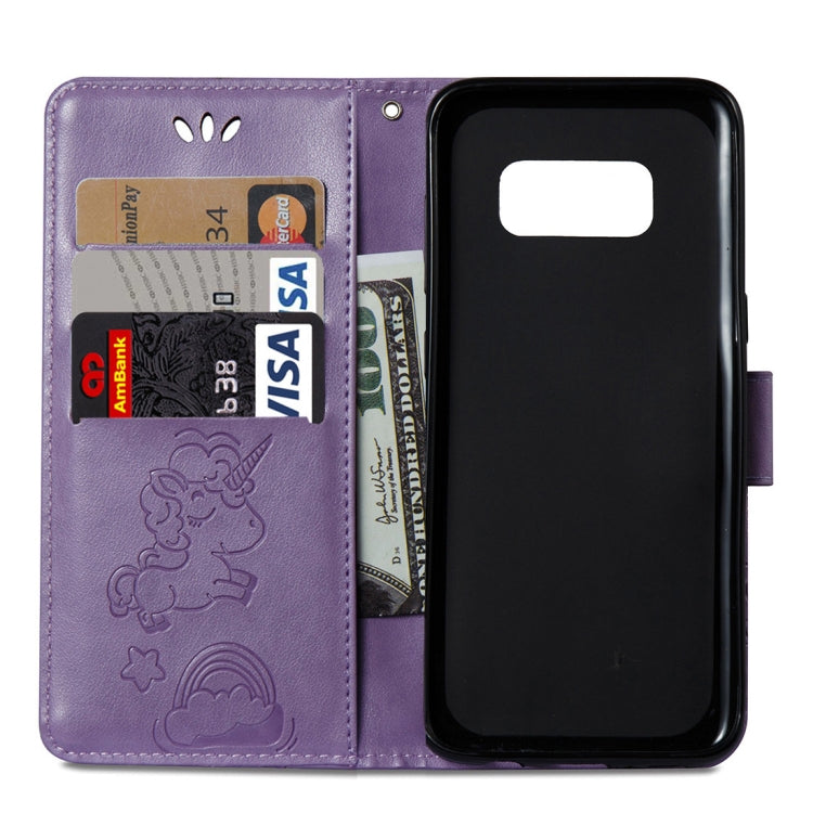 For Galaxy S8 Pressed Horse Cloud Print Horizontal Flip Leather Case with Holder & Card Slots & Wallet & Lanyard