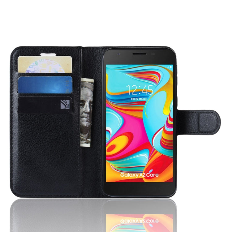 Litchi Texture Horizontal Flip Leather Case for Galaxy A2 Core, with Wallet & Holder & Card Slots