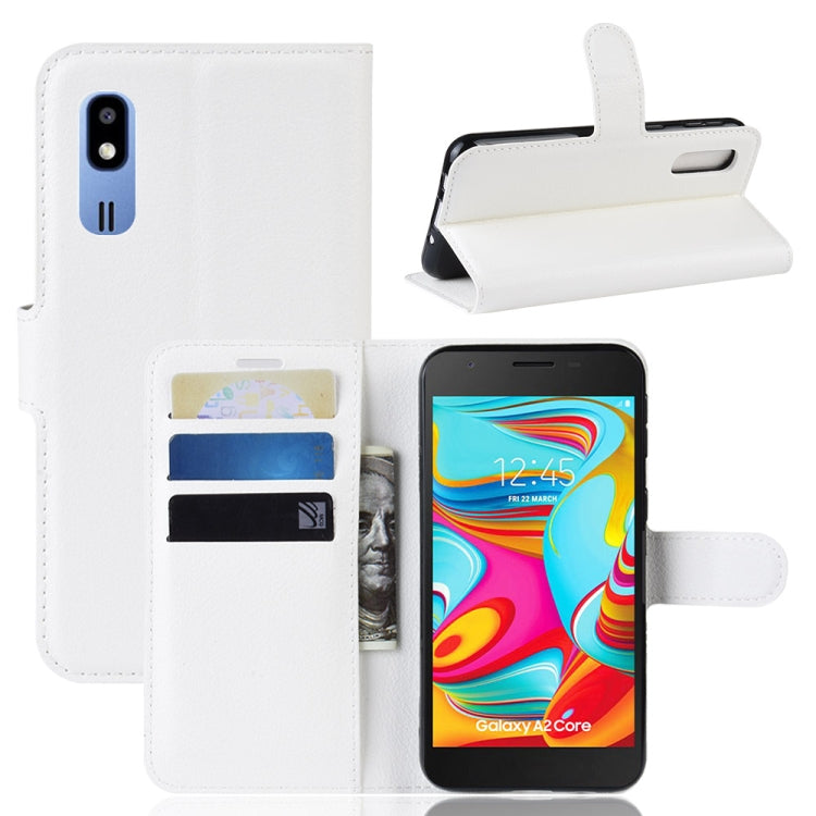 Litchi Texture Horizontal Flip Leather Case for Galaxy A2 Core, with Wallet & Holder & Card Slots