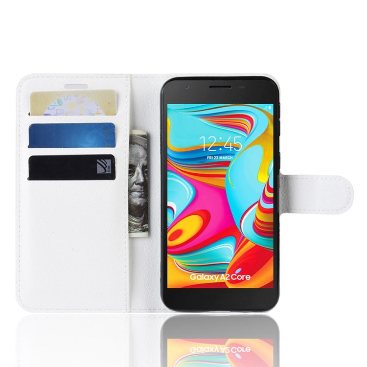 Litchi Texture Horizontal Flip Leather Case for Galaxy A2 Core, with Wallet & Holder & Card Slots