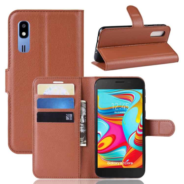 Litchi Texture Horizontal Flip Leather Case for Galaxy A2 Core, with Wallet & Holder & Card Slots