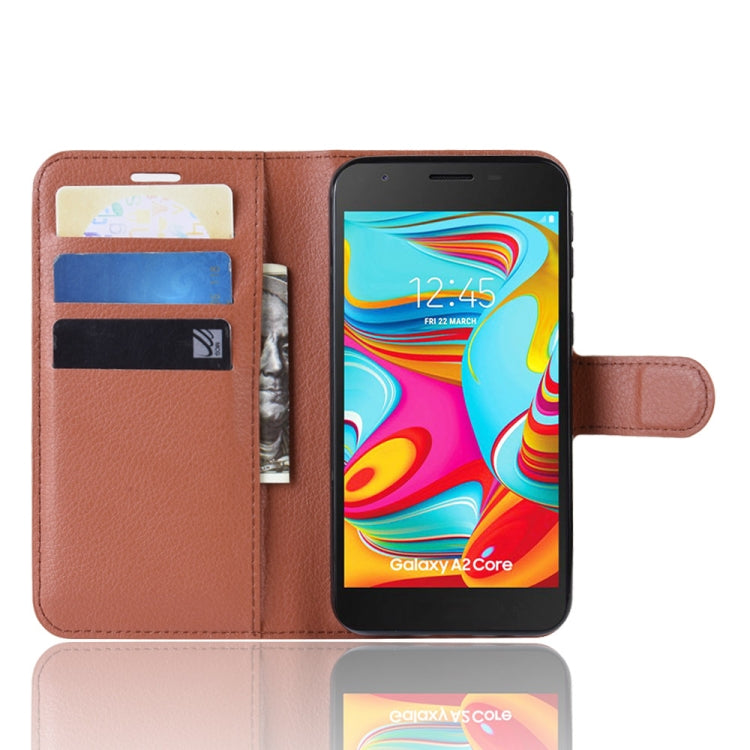 Litchi Texture Horizontal Flip Leather Case for Galaxy A2 Core, with Wallet & Holder & Card Slots