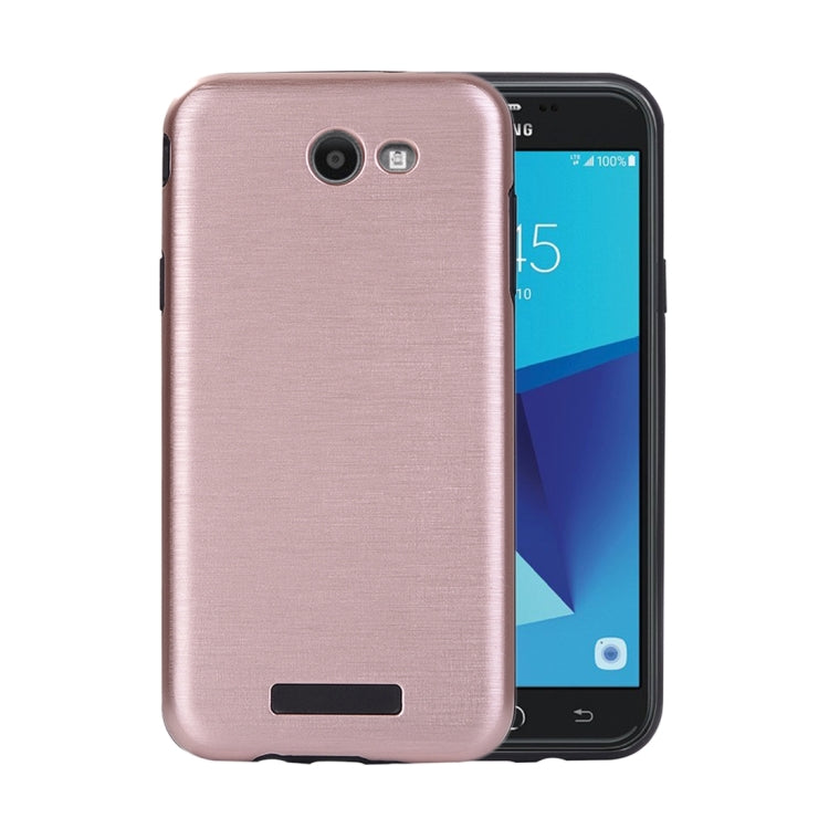 For Galaxy J7 (2017) (US Version) Metal Brushed Texture Protective Back Case