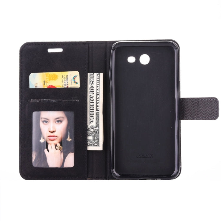 For Galaxy J3 (2017) (US Version) Contrast Color Retro Denim Texture Style Horizontal Flip Leather Case with Holder & Card Slots & Wallet & Photo Frame