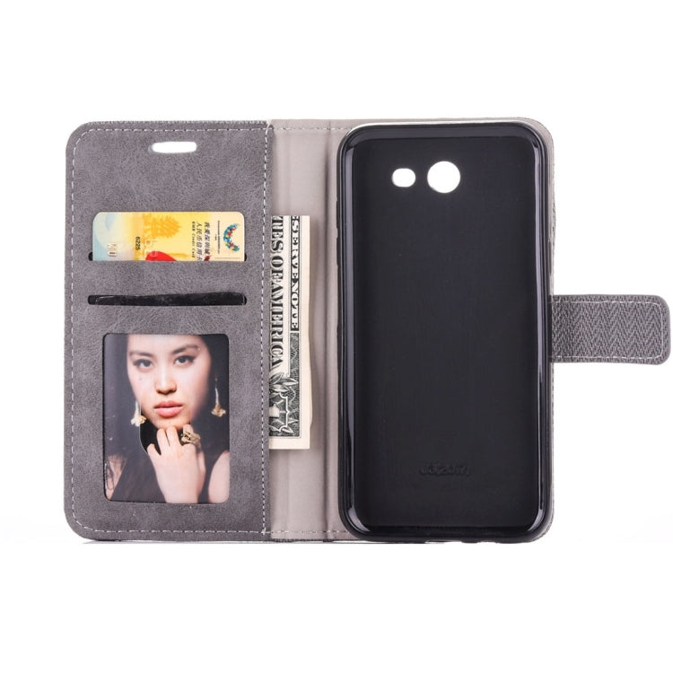 For Galaxy J3 (2017) (US Version) Contrast Color Retro Denim Texture Style Horizontal Flip Leather Case with Holder & Card Slots & Wallet & Photo Frame
