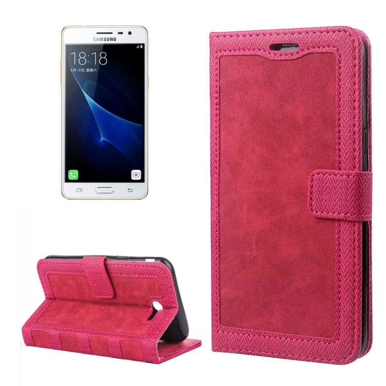 For Galaxy J3 (2017) (US Version) Contrast Color Retro Denim Texture Style Horizontal Flip Leather Case with Holder & Card Slots & Wallet & Photo Frame