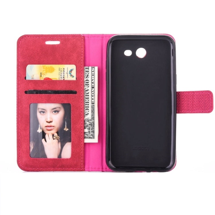 For Galaxy J3 (2017) (US Version) Contrast Color Retro Denim Texture Style Horizontal Flip Leather Case with Holder & Card Slots & Wallet & Photo Frame