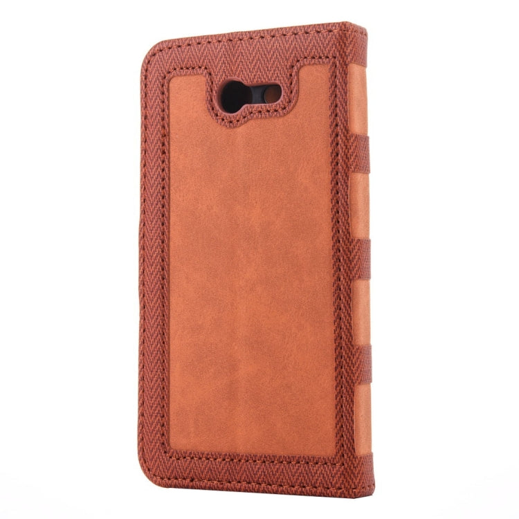 For Galaxy J3 (2017) (US Version) Contrast Color Retro Denim Texture Style Horizontal Flip Leather Case with Holder & Card Slots & Wallet & Photo Frame
