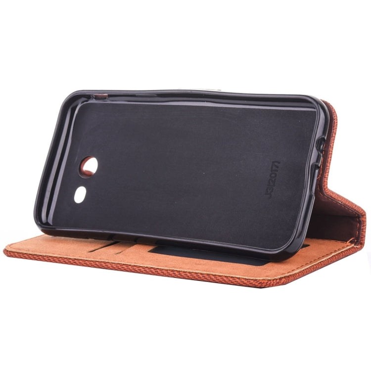 For Galaxy J3 (2017) (US Version) Contrast Color Retro Denim Texture Style Horizontal Flip Leather Case with Holder & Card Slots & Wallet & Photo Frame