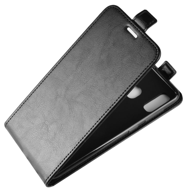 R64 Texture Vertical Flip Leather Case for Galaxy A20e , with Card Slots & Photo Frame