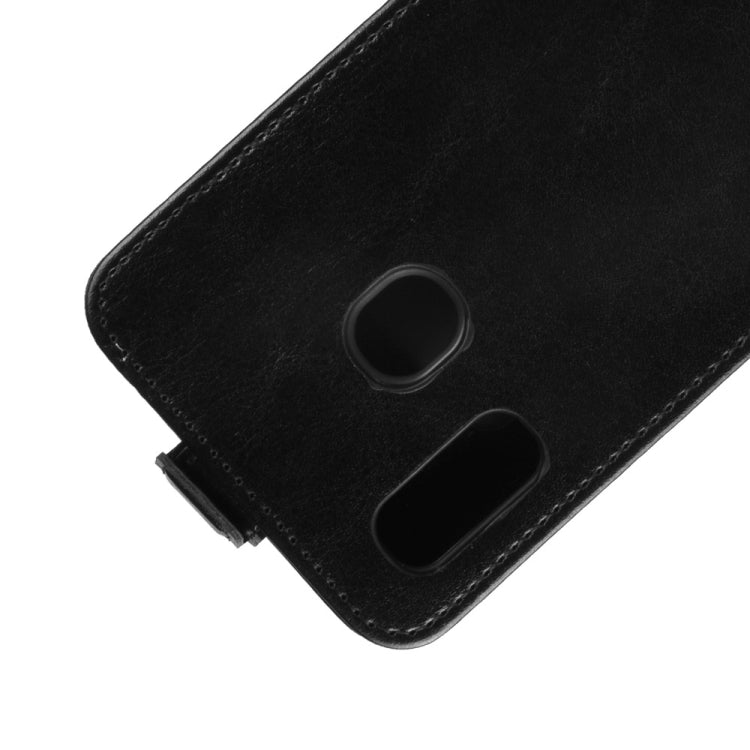 R64 Texture Vertical Flip Leather Case for Galaxy A20e , with Card Slots & Photo Frame