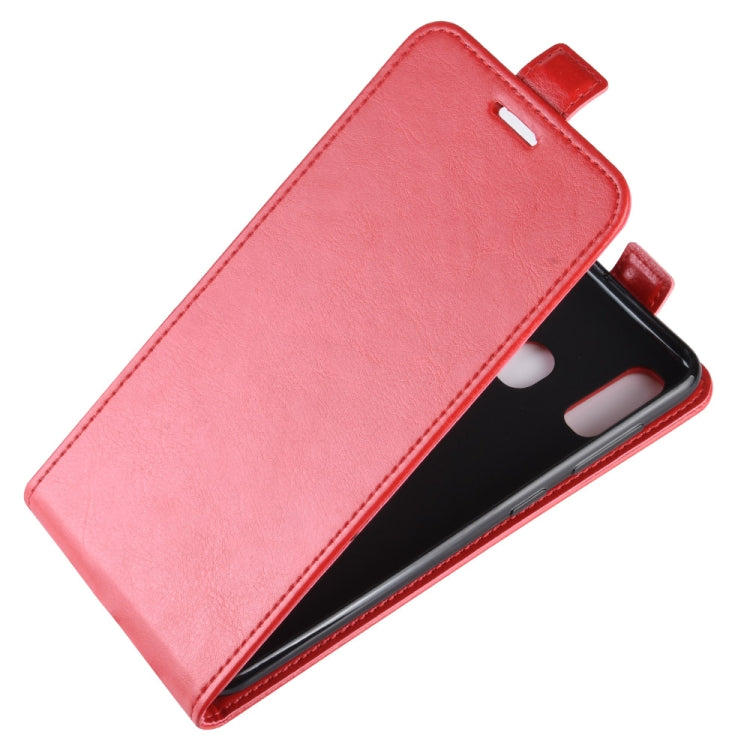 R64 Texture Vertical Flip Leather Case for Galaxy A20e , with Card Slots & Photo Frame