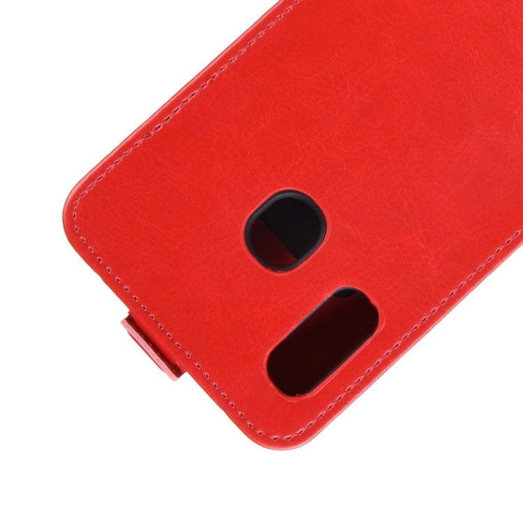R64 Texture Vertical Flip Leather Case for Galaxy A20e , with Card Slots & Photo Frame