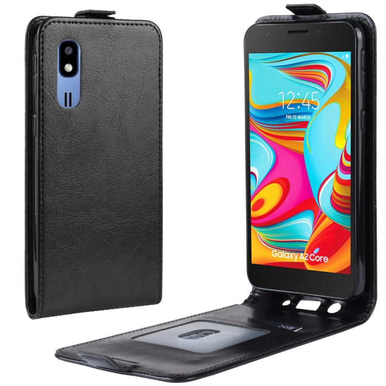 R64 Texture Vertical Flip Leather Case for Galaxy A2 Core , with Card Slots & Photo Frame