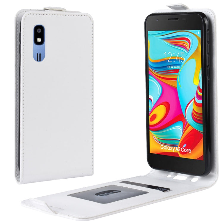 R64 Texture Vertical Flip Leather Case for Galaxy A2 Core , with Card Slots & Photo Frame