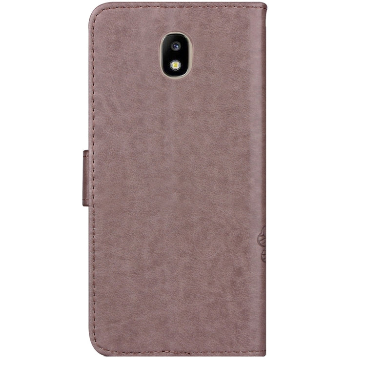 For Galaxy J5 (2017) (EU Version) Lucky Clover Pressed Flowers Pattern TPU+PU Horizontal Flip Leather Case with Holder & Card Slots & Wallet & Lanyard