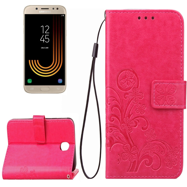For Galaxy J5 (2017) (EU Version) Lucky Clover Pressed Flowers Pattern TPU+PU Horizontal Flip Leather Case with Holder & Card Slots & Wallet & Lanyard