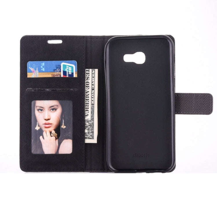 For Galaxy A3 (2017) Contrast Color Retro Denim Texture Style Horizontal Flip Leather Case with Holder & Card Slots & Wallet & Photo Frame