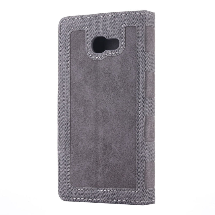 For Galaxy A3 (2017) Contrast Color Retro Denim Texture Style Horizontal Flip Leather Case with Holder & Card Slots & Wallet & Photo Frame