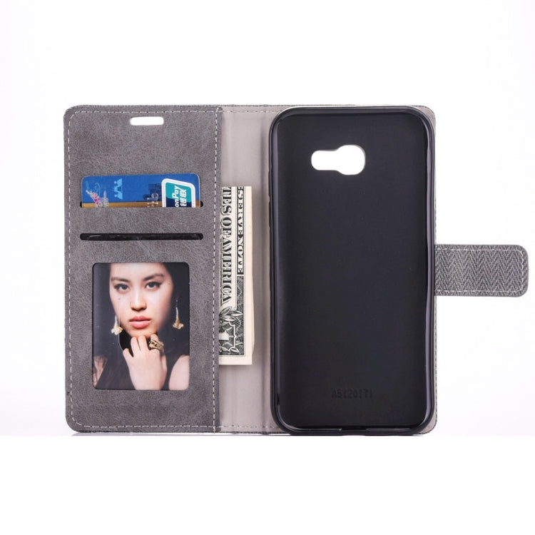 For Galaxy A3 (2017) Contrast Color Retro Denim Texture Style Horizontal Flip Leather Case with Holder & Card Slots & Wallet & Photo Frame