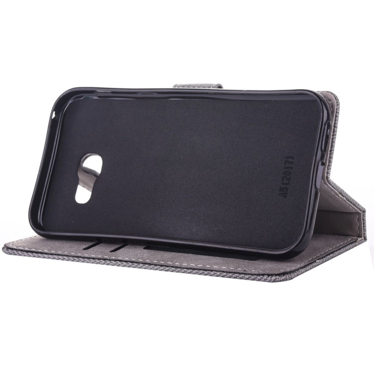 For Galaxy A3 (2017) Contrast Color Retro Denim Texture Style Horizontal Flip Leather Case with Holder & Card Slots & Wallet & Photo Frame