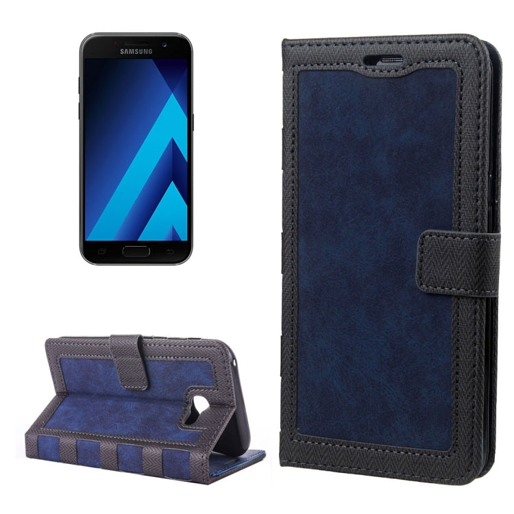 For Galaxy A3 (2017) Contrast Color Retro Denim Texture Style Horizontal Flip Leather Case with Holder & Card Slots & Wallet & Photo Frame