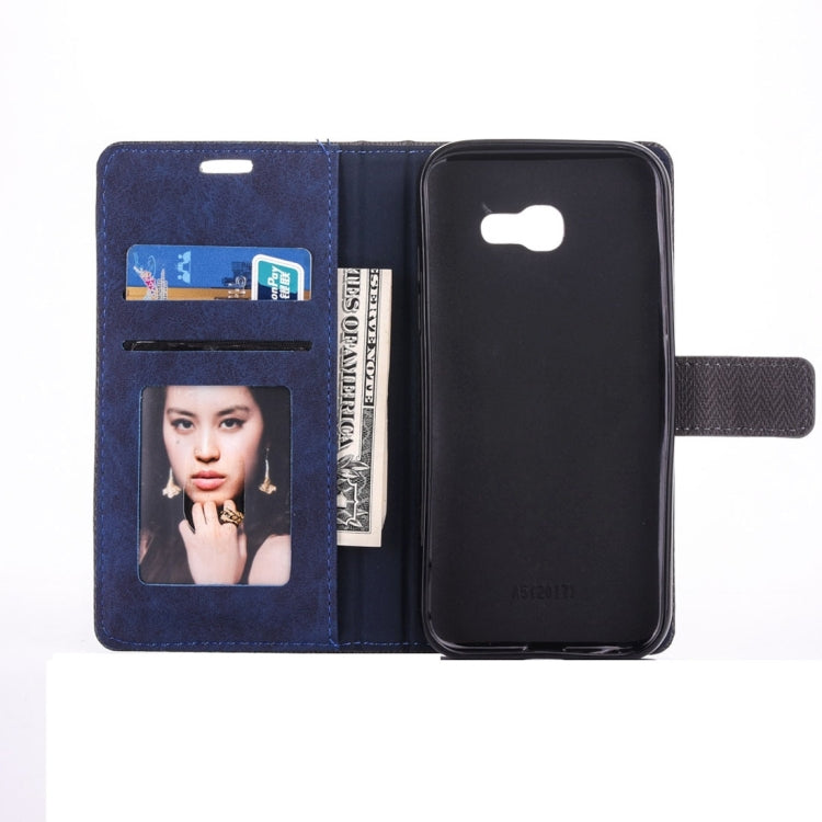 For Galaxy A3 (2017) Contrast Color Retro Denim Texture Style Horizontal Flip Leather Case with Holder & Card Slots & Wallet & Photo Frame