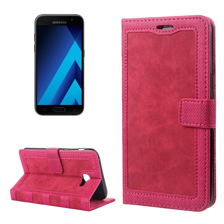 For Galaxy A3 (2017) Contrast Color Retro Denim Texture Style Horizontal Flip Leather Case with Holder & Card Slots & Wallet & Photo Frame