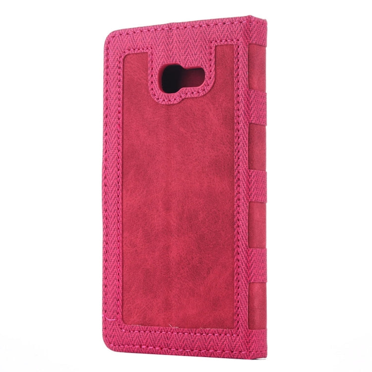 For Galaxy A3 (2017) Contrast Color Retro Denim Texture Style Horizontal Flip Leather Case with Holder & Card Slots & Wallet & Photo Frame