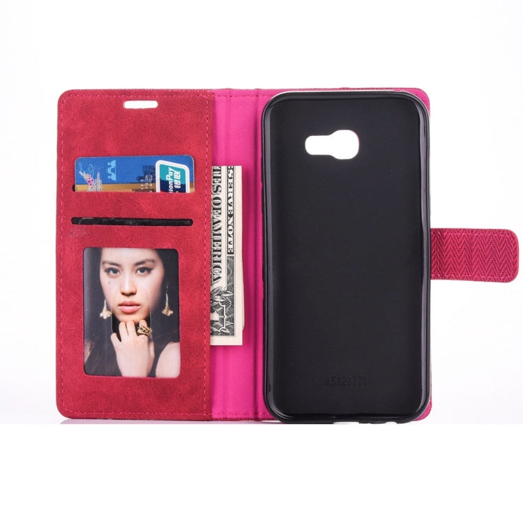 For Galaxy A3 (2017) Contrast Color Retro Denim Texture Style Horizontal Flip Leather Case with Holder & Card Slots & Wallet & Photo Frame