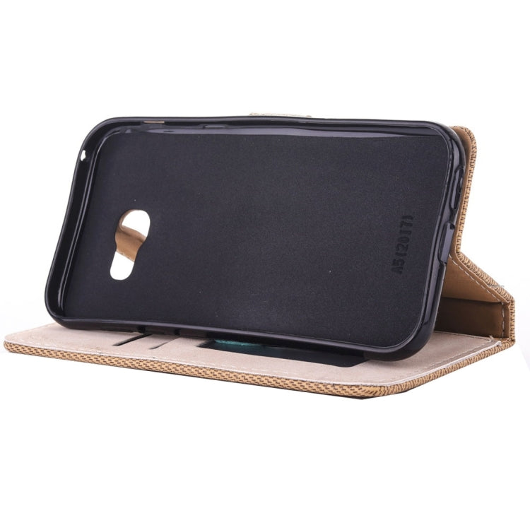 For Galaxy A3 (2017) Contrast Color Retro Denim Texture Style Horizontal Flip Leather Case with Holder & Card Slots & Wallet & Photo Frame