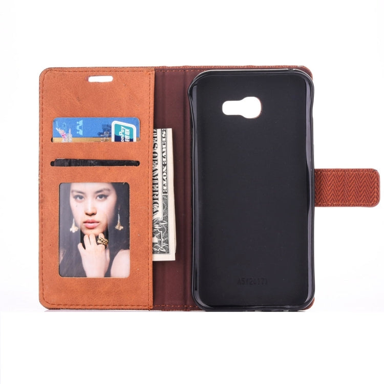 For Galaxy A3 (2017) Contrast Color Retro Denim Texture Style Horizontal Flip Leather Case with Holder & Card Slots & Wallet & Photo Frame