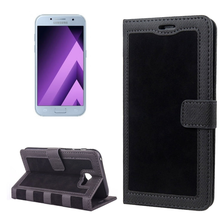 For Galaxy A5 (2017) Contrast Color Retro Denim Texture Style Horizontal Flip Leather Case with Holder & Card Slots & Wallet & Photo Frame