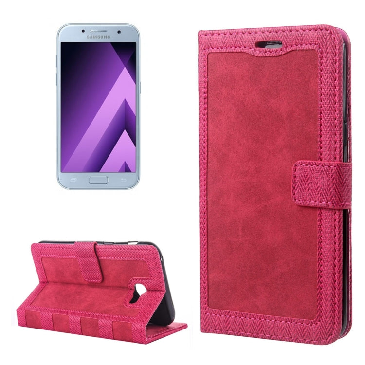 For Galaxy A5 (2017) Contrast Color Retro Denim Texture Style Horizontal Flip Leather Case with Holder & Card Slots & Wallet & Photo Frame