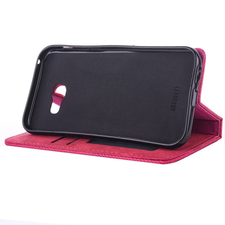 For Galaxy A5 (2017) Contrast Color Retro Denim Texture Style Horizontal Flip Leather Case with Holder & Card Slots & Wallet & Photo Frame