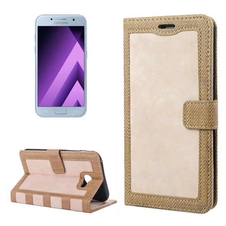 For Galaxy A5 (2017) Contrast Color Retro Denim Texture Style Horizontal Flip Leather Case with Holder & Card Slots & Wallet & Photo Frame