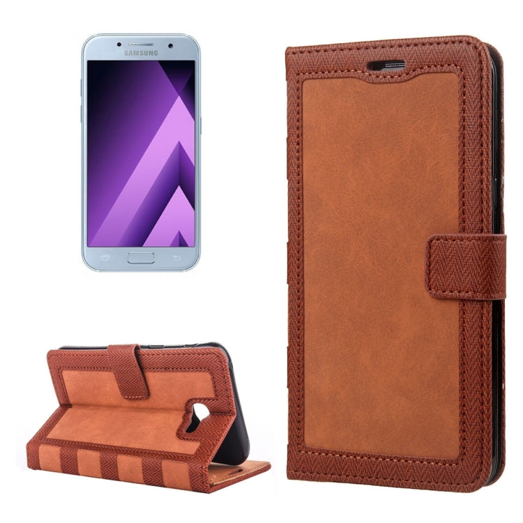 For Galaxy A5 (2017) Contrast Color Retro Denim Texture Style Horizontal Flip Leather Case with Holder & Card Slots & Wallet & Photo Frame