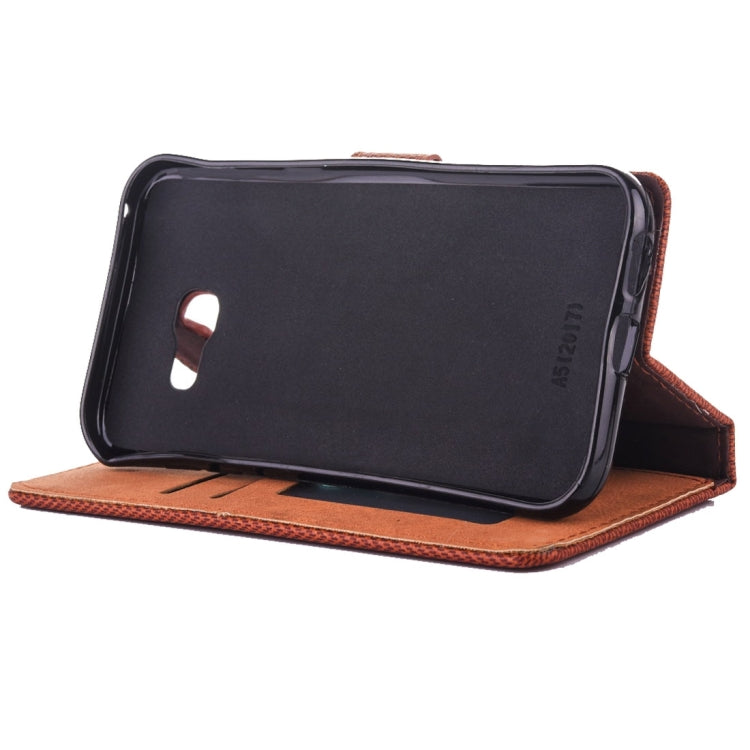 For Galaxy A5 (2017) Contrast Color Retro Denim Texture Style Horizontal Flip Leather Case with Holder & Card Slots & Wallet & Photo Frame