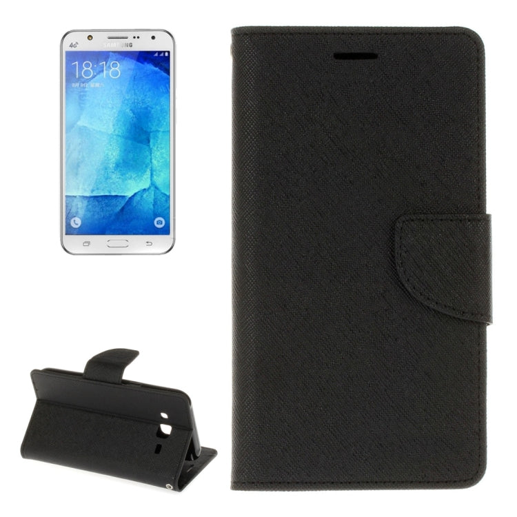 For Galaxy J7 / J700 Cross Texture Horizontal Flip Leather Case with Card Slots & Wallet & Holder