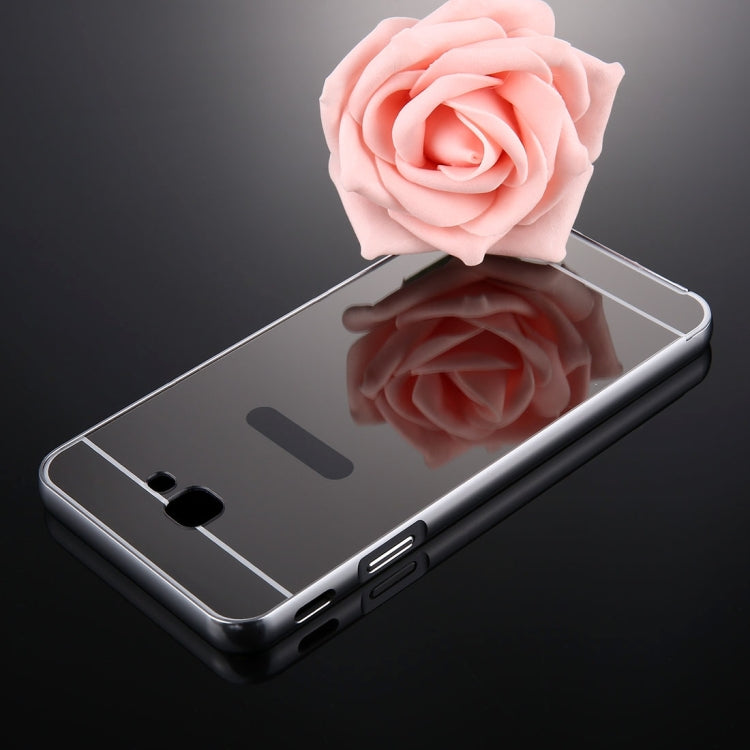 For Galaxy J7 Prime Mirror Push Pull Back Shell Cover + Electroplating Bumper Frame Protective Combination Case