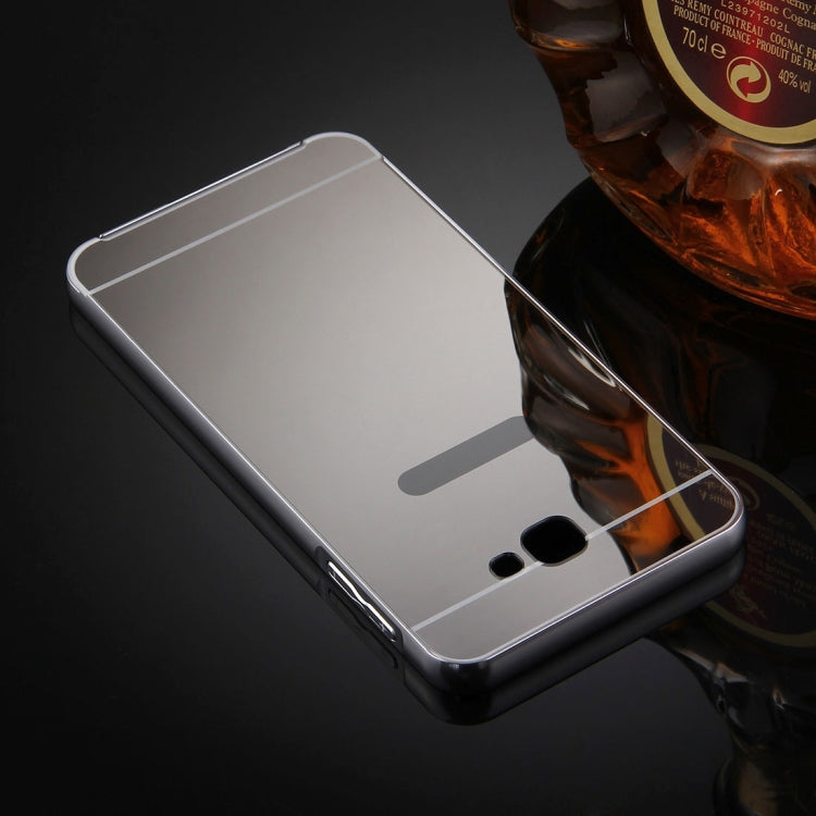 For Galaxy J7 Prime Mirror Push Pull Back Shell Cover + Electroplating Bumper Frame Protective Combination Case
