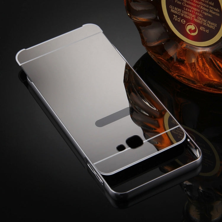 For Galaxy J7 Prime Mirror Push Pull Back Shell Cover + Electroplating Bumper Frame Protective Combination Case