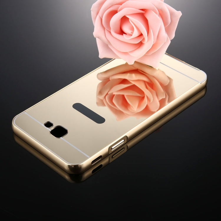 For Galaxy J7 Prime Mirror Push Pull Back Shell Cover + Electroplating Bumper Frame Protective Combination Case