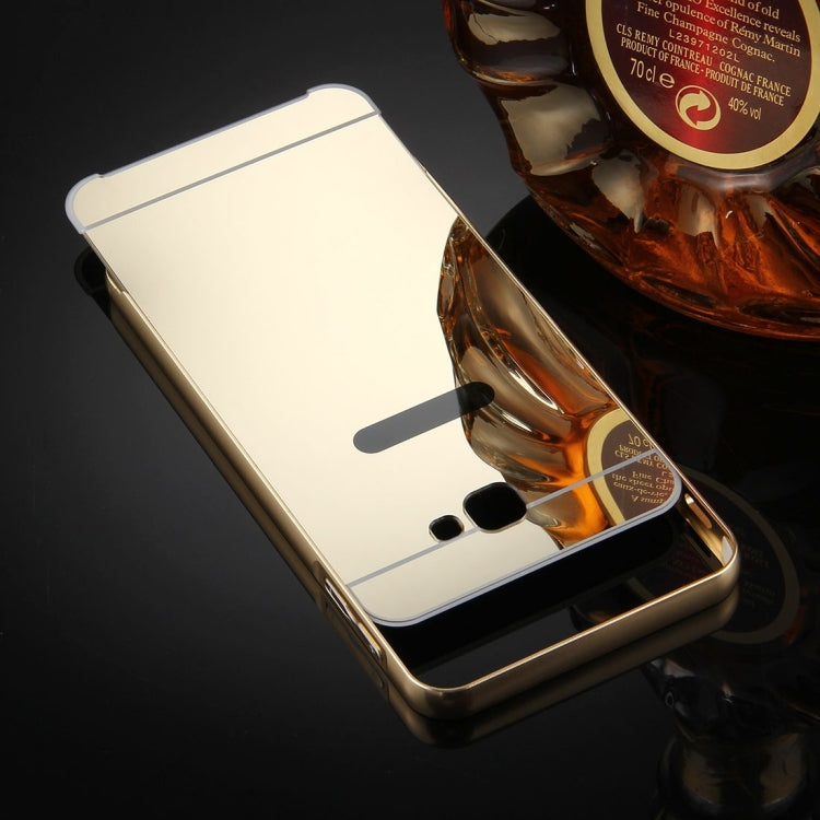 For Galaxy J7 Prime Mirror Push Pull Back Shell Cover + Electroplating Bumper Frame Protective Combination Case