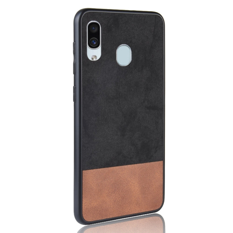 Shockproof Color Matching Denim PC + PU + TPU Case for Galaxy A20